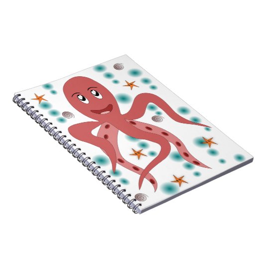 イカのタコ動物の海中クラーケン海生活 ノートブック (右側)