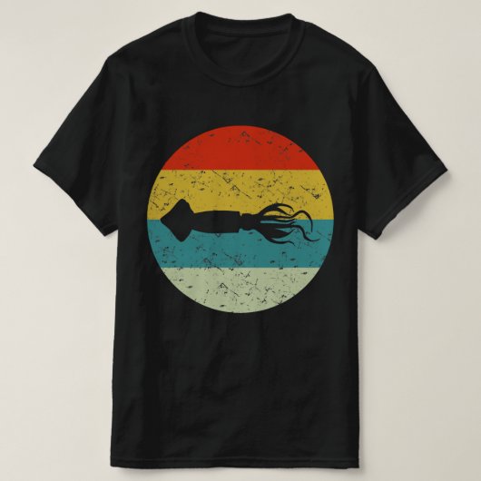 イカのレトロヴィンテージ Tシャツ (デザイン正面)