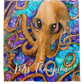 イカの名パーソナライズされた前 シャワーカーテン (正面)