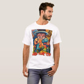 イカの恐怖都市グラフィックホワイトTシャツ Tシャツ (正面フル)
