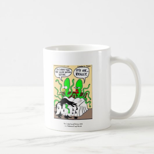 イカの早漏漫画 楽しいマグカップ コーヒーマグカップ (右)