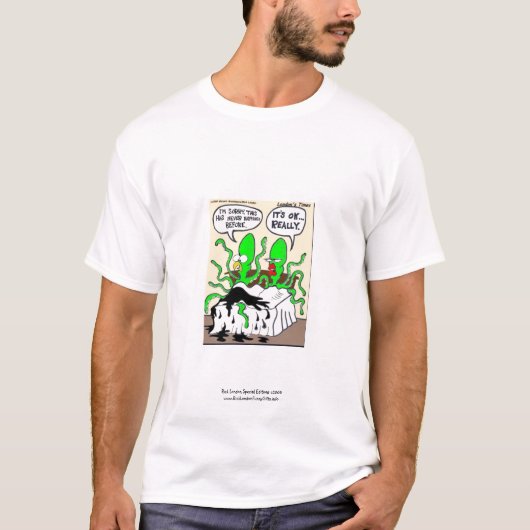 イカの早漏 男性用 おもしろTシャツ Tシャツ (正面)