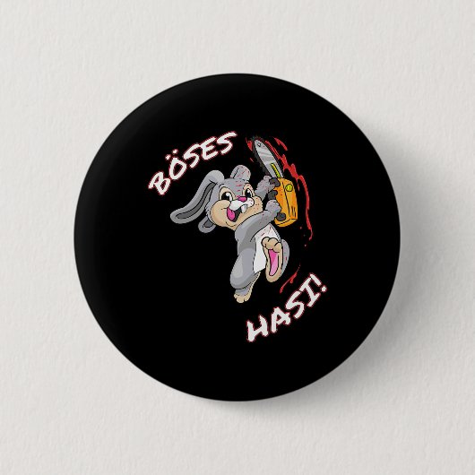 イカれたウサギTシャツ イースター バニー ハロウィン カーニバル 缶バッジ (正面)