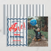 イカれたエビ坊や 1歳 誕生日パーティー 招待状 (正面/裏面)