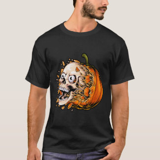 イカれたカボチャのドクロTシャツ Tシャツ