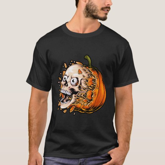 イカれたカボチャのドクロTシャツ Tシャツ (正面)