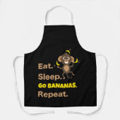 イカれたサルがいる Eat Sleep Go Bananas Repeat エプロン (正面)
