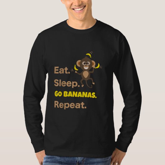 イカれたサル 猿 バナナ おもしろ かわいい Tシャツ (正面)