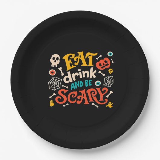 イカれたハロウィンデザインの必需品 ペーパープレート (正面)