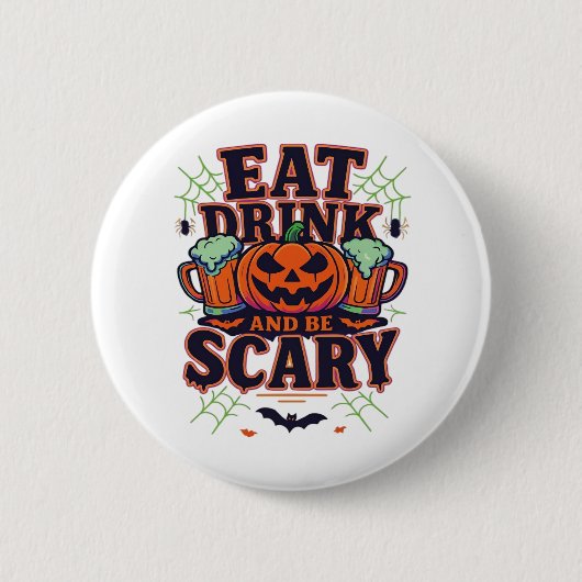 イカれたハロウィンデザイン お洒落なTシャツ 缶バッジ (正面)