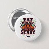 イカれたハロウィンデザイン お洒落なTシャツ 缶バッジ (正面&裏面)
