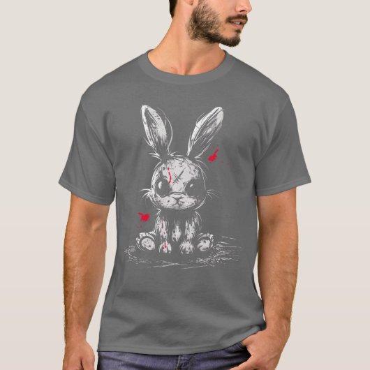 イカれたホラーうさぎ 怖可愛い オルタナゴス グランジ Tシャツ (正面)