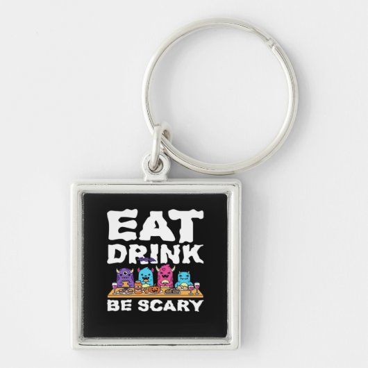イカれたモンスターのハロウィン アート Eat Drink Be Scary キーホルダー (正面)