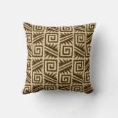 イカットのアステカな種族-焦茶およびタン クッション (裏面)