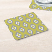 イカットのヴィンテージパターン スクエアペーパーコースター (アングル)