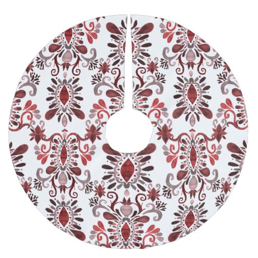 イカットの水色：部族のシームレス。 ブラッシュドポリエステルツリースカート (正面)