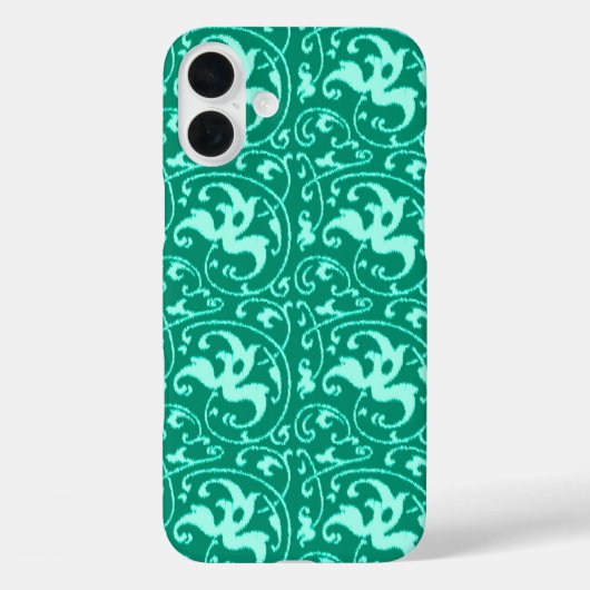 イカットの花のダマスク織-ターコイズおよび水 Case-Mate iPhoneケース (裏面)