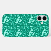 イカットの花のダマスク織-ターコイズおよび水 Case-Mate iPhoneケース (裏面 (横))