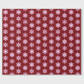 イカットの雪片 – ブルゴーニュのワインとピンク ラッピングペーパー (フラット)