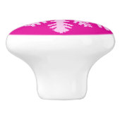 イカットの雪片-明るい赤紫色および氷のピンク セラミックノブ (側面)