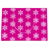 イカットの雪片 – 明るい赤紫色とアイスピンク ラージペーパーバッグ (正面)