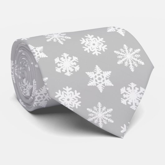 イカットの雪 – シルバーグレーと白 ネクタイ (ロール)