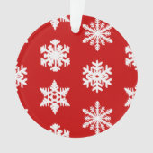 イカットの雪 – 暗赤と白い オーナメント (正面)
