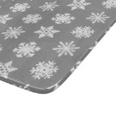 イカットの雪 – 木炭グレーと白 カッティングボード (角)