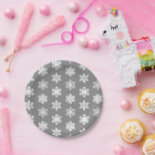 イカットの雪 – 木炭グレーと白 ペーパープレート (パーティー)