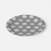 イカットの雪 – 木炭グレーと白 ペーパープレート (アングル)