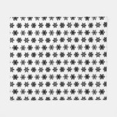 イカットの雪 – 白と黒 フリースブランケット (正面(横))