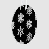 イカットの雪 – 白黒 オーナメント (正面)