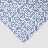 イカットのMoorishのダマスク織-スカイブルーおよび白 薄葉紙 (詳細)