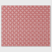 イカットアステカトライバル – ダーク赤と白 ラッピングペーパー (フラット)