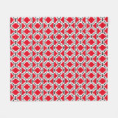 イカットアステカトライバル – 赤、黒、白 フリースブランケット (正面(横))