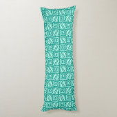 イカットアステカパターン – ターコイズとアクア ボディピロー (裏面 (縦))