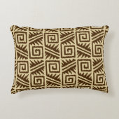 イカットアステカパターン – ダークブラウンとタン アクセントクッション (正面)