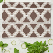 イカットアステカパターン – チョコレートブラウンとチューペ キッチンタオル (折り畳み)