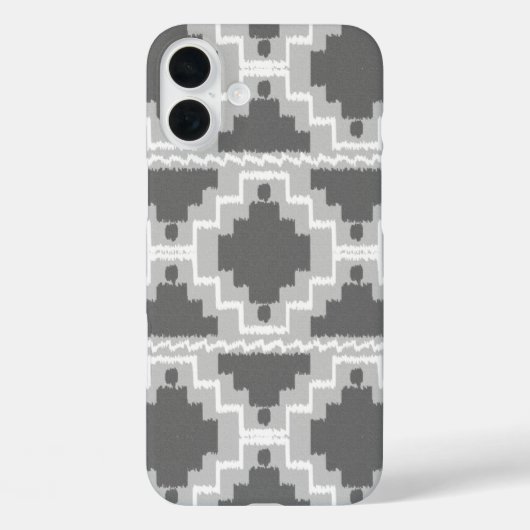 イカットアステカパターン – 濃いグレーと薄いグレー/グレー Case-Mate iPhoneケース (裏面)