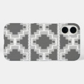 イカットアステカパターン – 濃いグレーと薄いグレー/グレー Case-Mate iPhoneケース (裏面 (横))