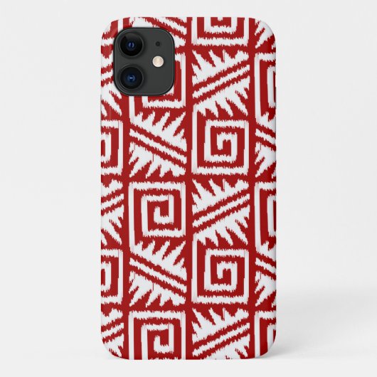 イカットアステカパターン – 濃赤と白色 Case-Mate iPhoneケース (裏面)