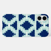 イカットアステカパターン – 藍色とライトブルー Case-Mate iPhoneケース (裏面 (横))