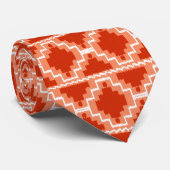 イカットアステカパターン – 錆、オレンジ、白 ネクタイ (ロール)