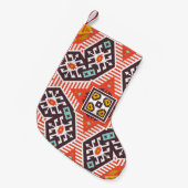 イカットアステカ：民族テクスストライプのチャ スモールクリスマスストッキング (正面 (吊り時))