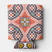イカットアステカ：民族テクスストライプのチャ 缶クーラー (裏面)