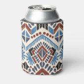 イカットアステカ:民族幾何学オーナメント。 缶クーラー (缶裏面)