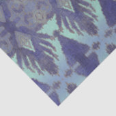 イカットウズベキスタンアンティークトバルブルーイエローパターン 薄葉紙 (詳細)