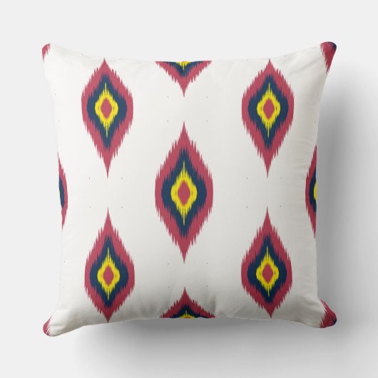 イカットカラフルデザインピンクイエローとブルー クッション (裏面)