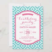 イカットガーリーダイヤモンド誕生日パーティーへの招待 招待状 (正面)