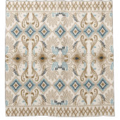 イカットシェブロンペイズリー シャワーカーテン (正面)